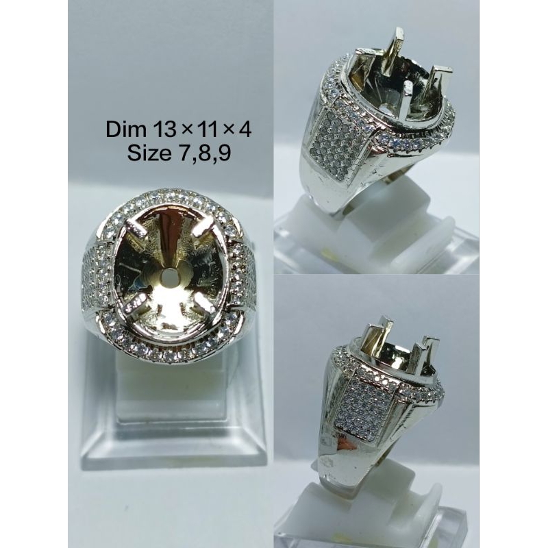Ring cincin/emban alpaka super microsetting full zirkon/Diamond tumpuk