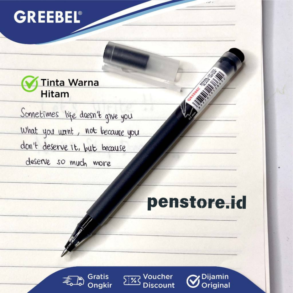 

(pcs) Pulpen Jel Greeble RIVAL 0.5 Hitam/Biru/Merah / Bulpen Tinta Gel