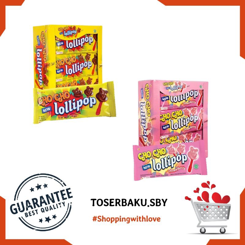 

Cho Cho Lollipop 1 box isi 24 / Chocolate / Strawberry / Lollipop