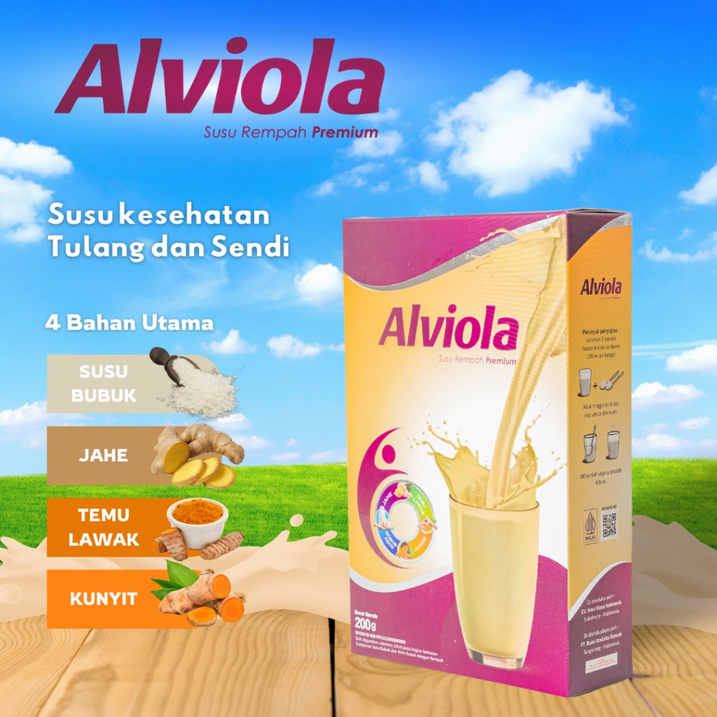 

Alviola Susu Rempah Premium Bantu Atasi Masalah Tulang & Sendi, Kolestrol & Asam Urat - 200g