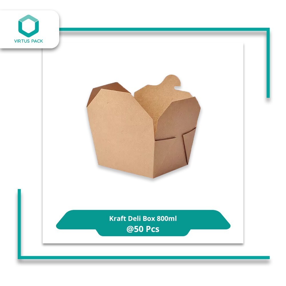 VirtusPack/Eco Friendly /Paper Lunch Box/ Kraft Deli Box 800 ml / 50pcs