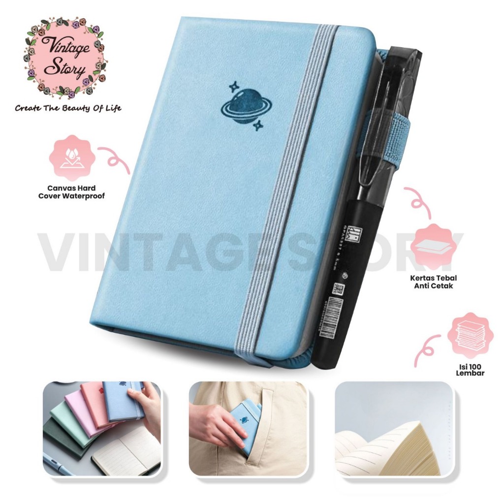 

Notebook Mini Buku Tulis Catatan Canvas Hard Cover Waterproof 100 Lembar