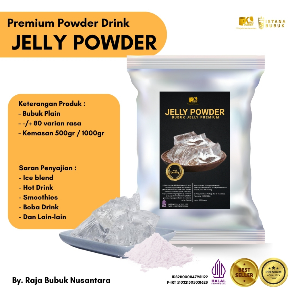 

Bubuk Jelly Premium JELLY KONYAKU 1Kg, Silky jelly agar-agar 1Kg, Topping Minuman Jelly