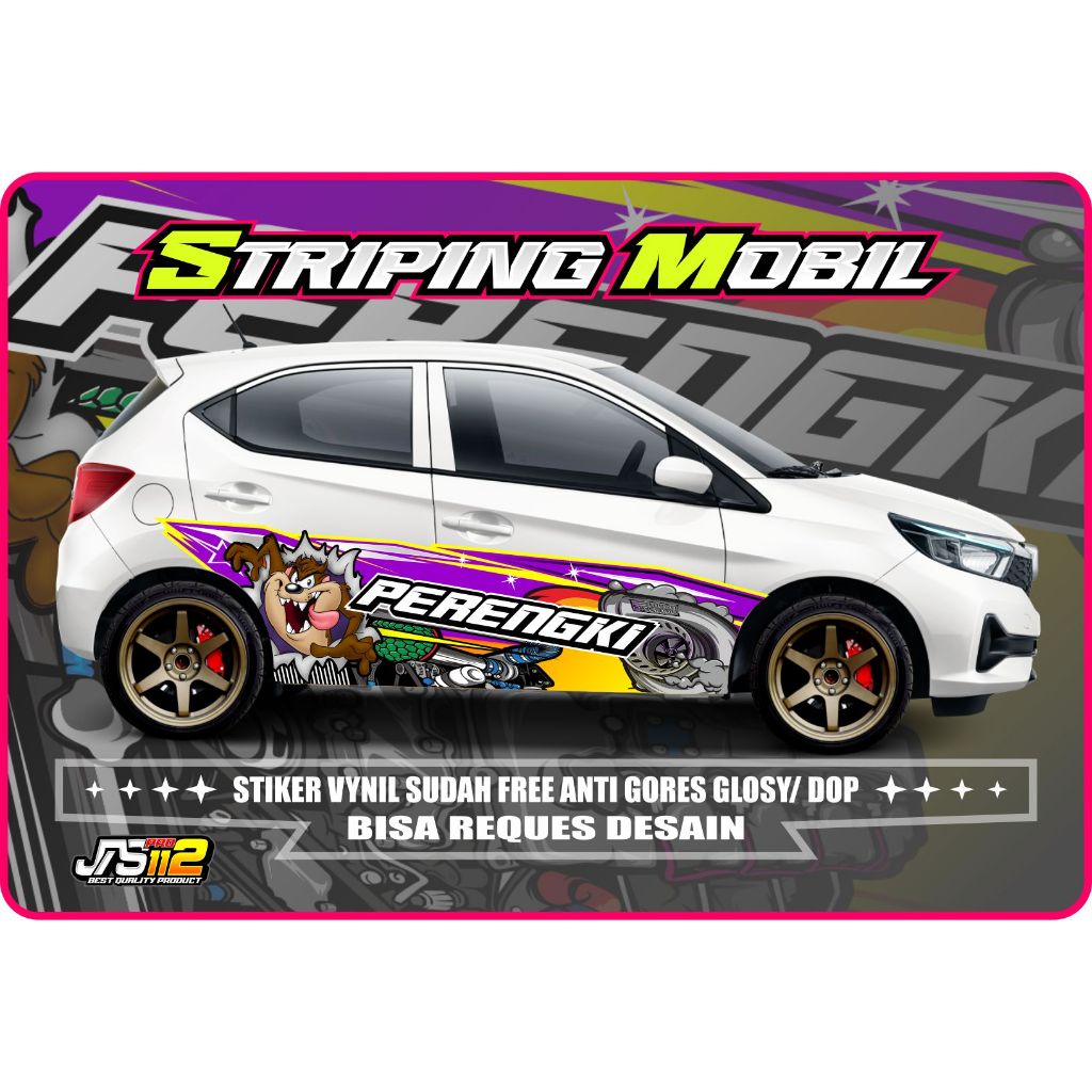 Decal Sticker Mobil brio new Agya Ayla Jazz Brio Yaris Body Samping Free Custom Nama stiker livery m