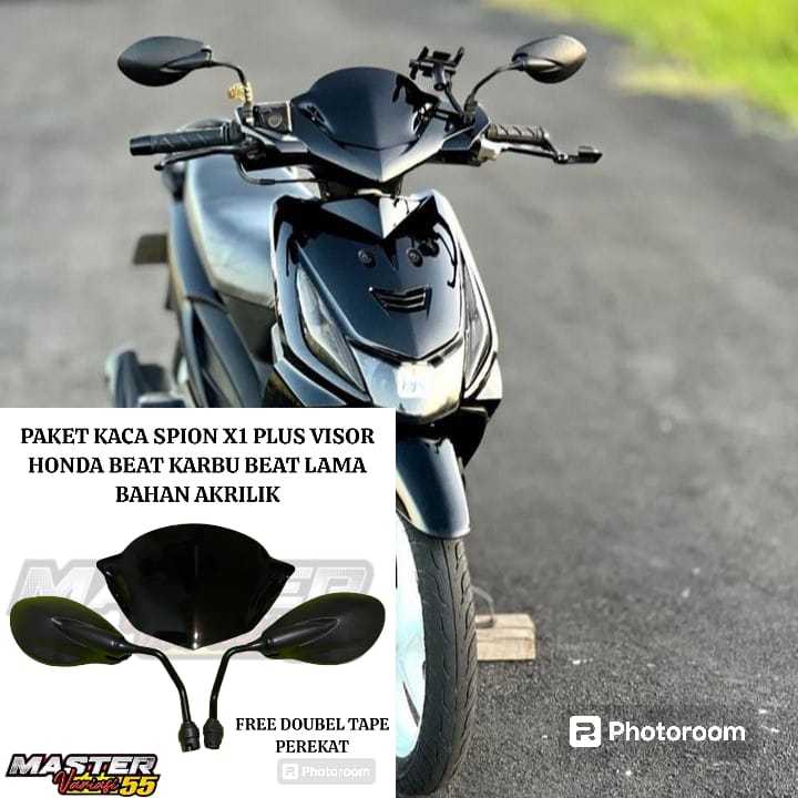 PAKET KACA SPION 125Z 125ZR PLUS VISOR BAHAN AKRILIK PNP HONDA BEAT KARBU BEAT LAMA MV55