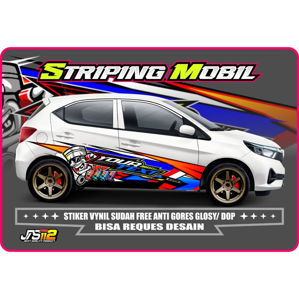 Decal Sticker Mobil brio new Agya Ayla Jazz Brio Yaris Body Samping Free Custom Nama stiker livery m