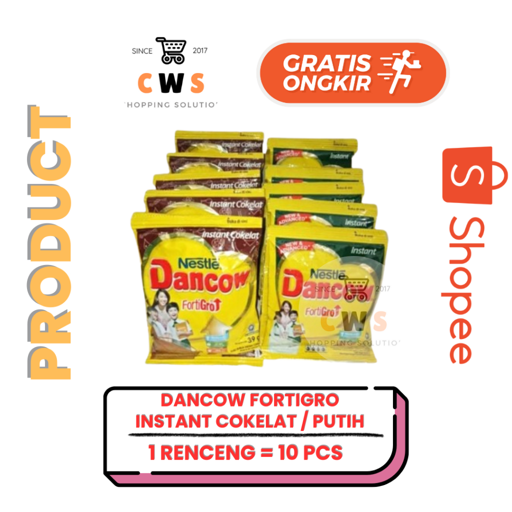 

DANCOW Fortigro Susu Bubuk Instan Putih Cokelat Sachet - 1 Renceng / 10 Pcs