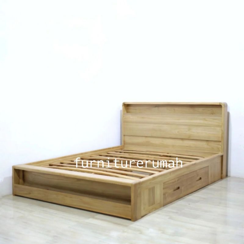 tempat tidur laci minimalis kayu jati, dipan laci minimalis kayu jati