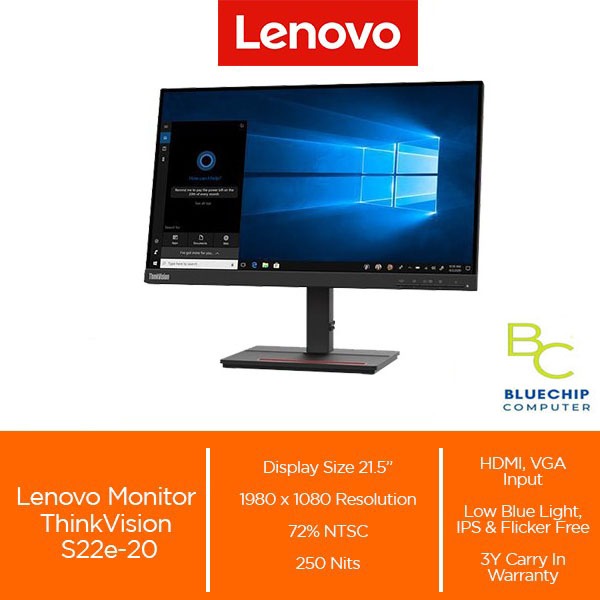 Lenovo ThinkVision S22e-20 21.5" 75Mhz VA 250 nits