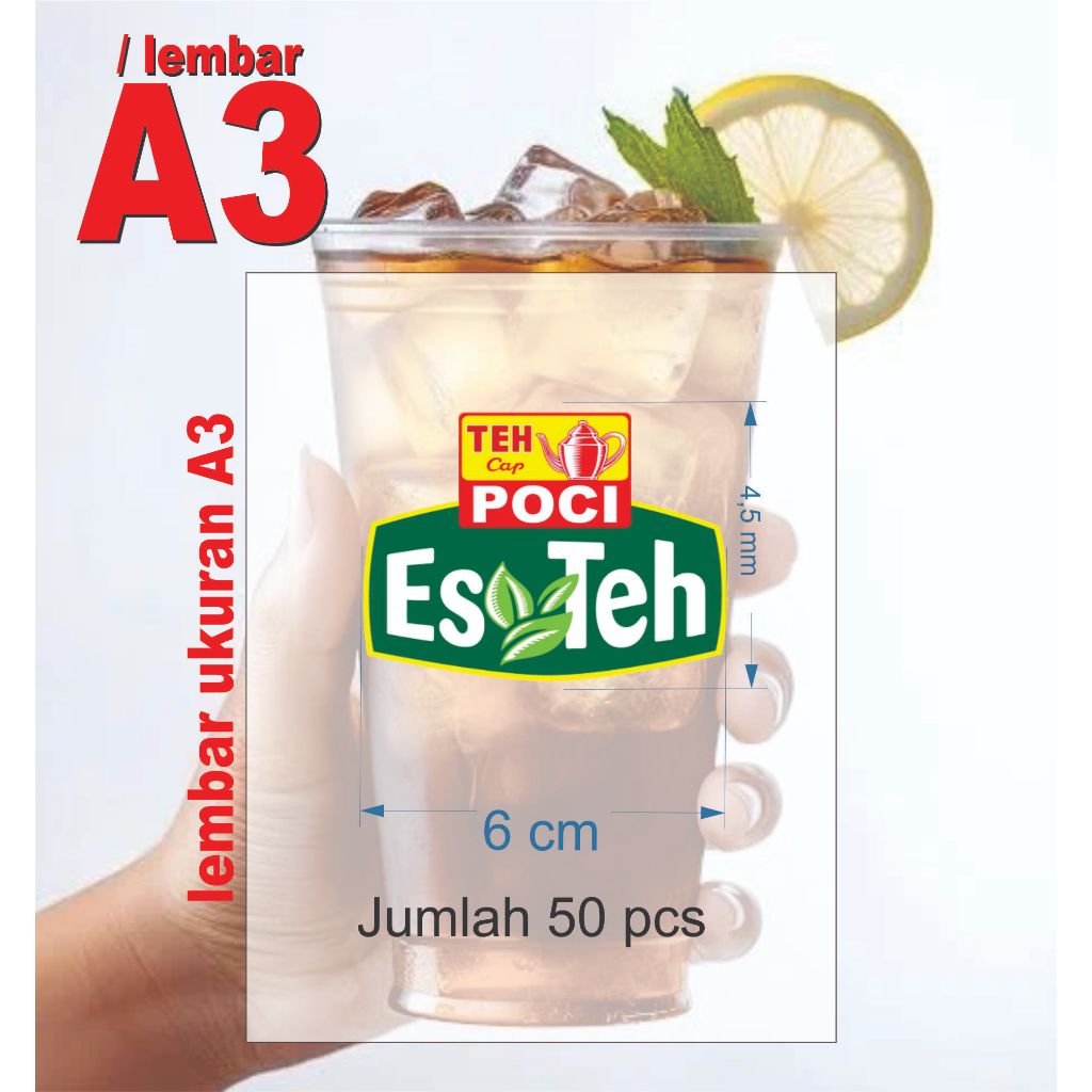

STIKER LABEL CUP TEH POCI isi 100