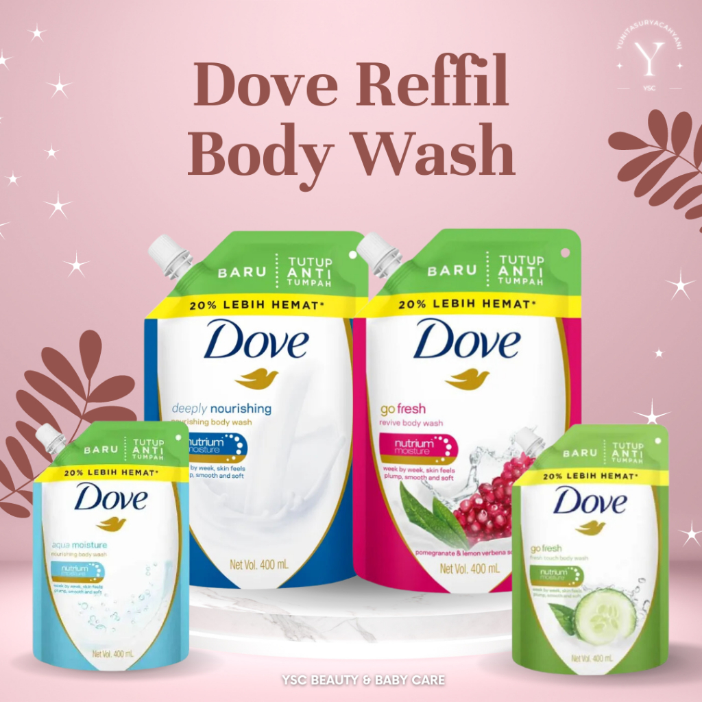 Dove Body Wash Deeply Nourishing 400 mL/Revive/Refreshing/Aqua Moisture Sabun Mandi Cair Refil Biru 