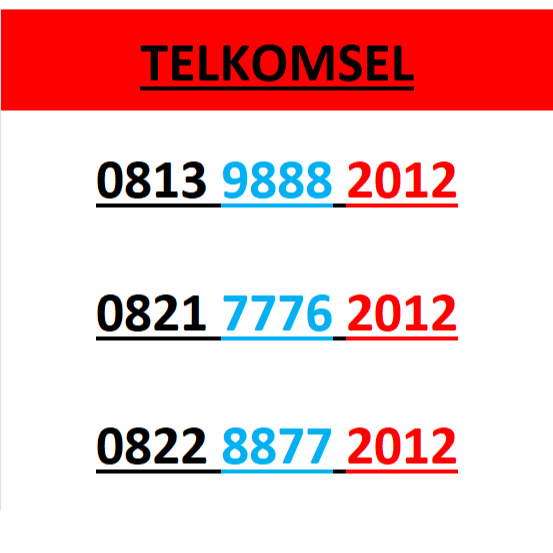 Nomor cantik simpati seri tahun 2012 murah lengkap w1500