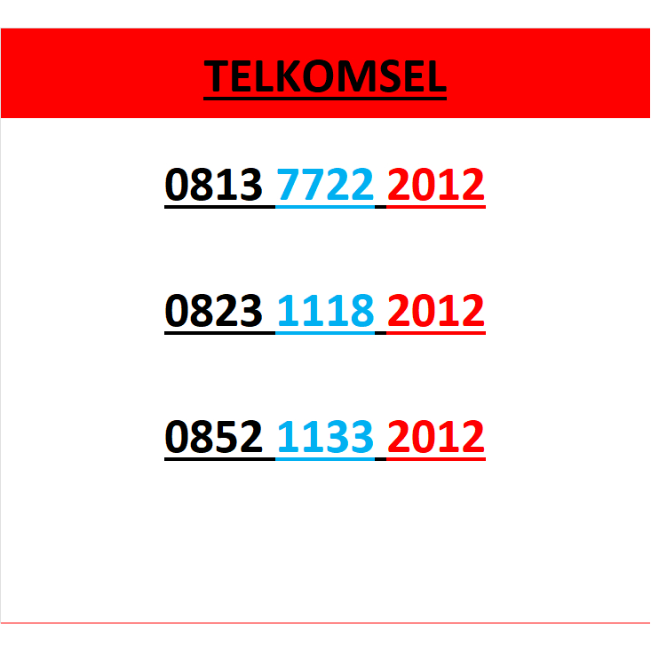 Nomor cantik simpati seri tahun 2012 murah lengkap w800