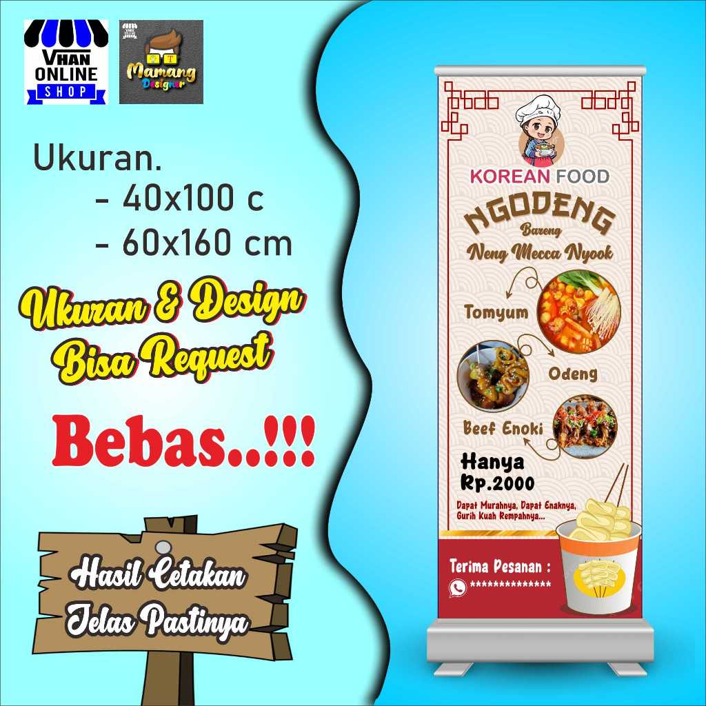 Spanduk, Banner, Mmt Jajanan Korea, Jajanan Odeng, Bagus