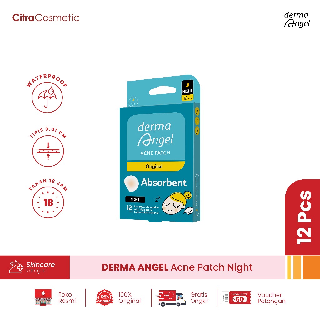 Derma Angel Acne Patch Original Night 12 Pcs