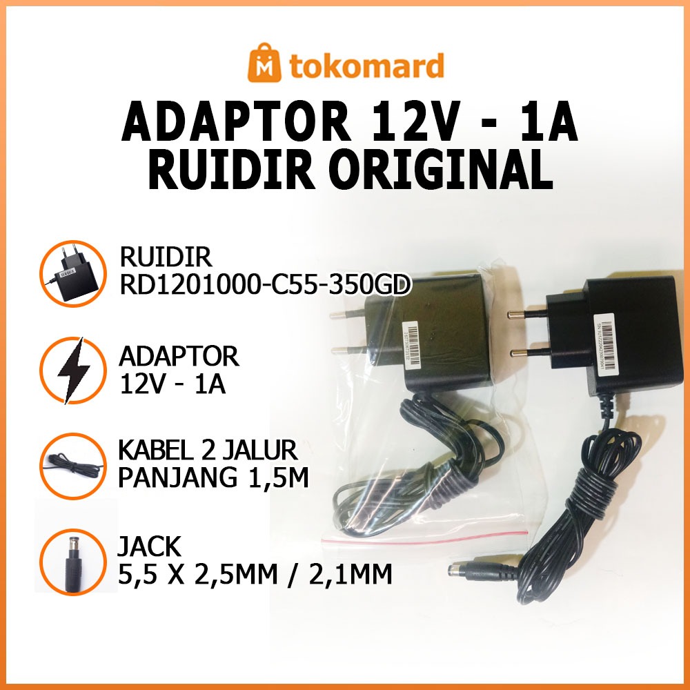 Adaptor 12v - 1a Original Adaptor Ruidir Bekas Copotan Adaptor STB , Router, ONT Modem