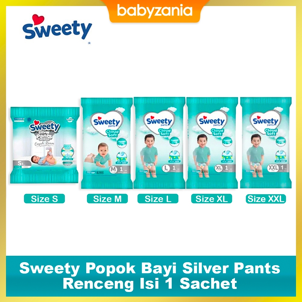 Sweety Popok Bayi Silver Pants Renceng 1 Sachet x 6 pcs Size S M L XL XXL