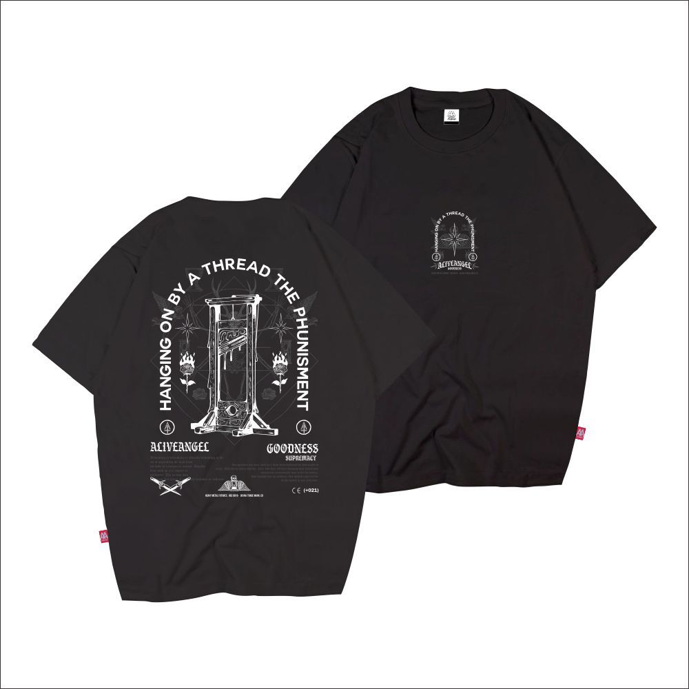 KAOS DISTRO PHUNISMENT ORIGINAL ALIVE ANGEL / T-SHIRT STREETWEAR PRIA & WANITA BLACK TEE / FULL TAG 