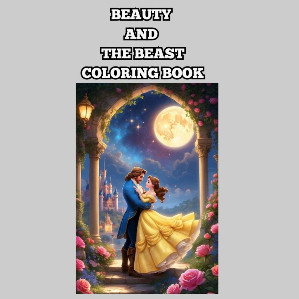 

BEAUTY AND THE BEAST Coloring Book Buku Mewarnai Sketsa Menggambar Hitam Putih Kertas Tebal Premium