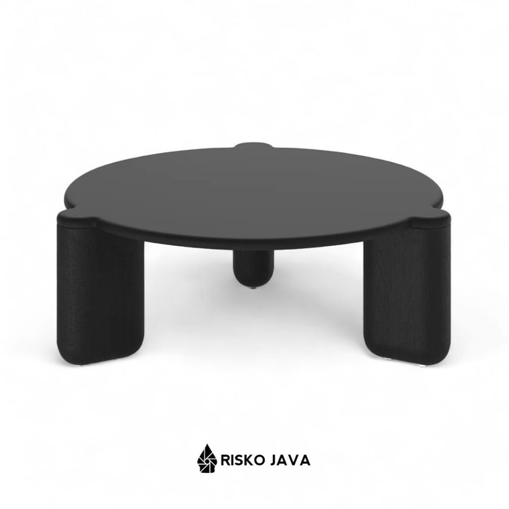 Meja Ruang Tamu / Meja Kayu Jati Bulat / Coffe Table Minimalis Natural Black | MAGNUS