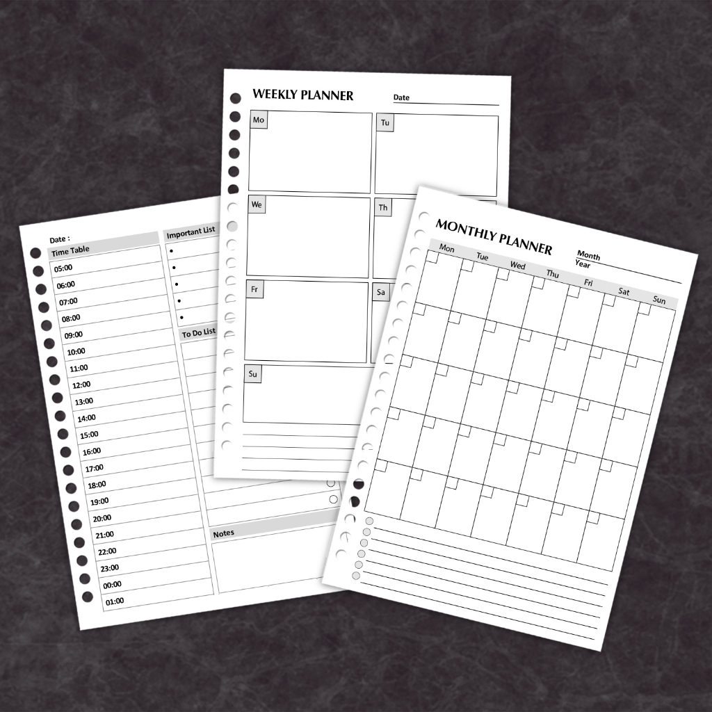 

Loose Leaf Daily - Weekly - Monthly Planner