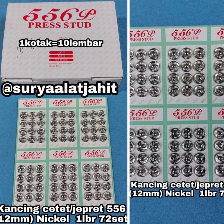 Kancing jepret 556 12mm NklBN 1lembar rp3572set v Z6F8