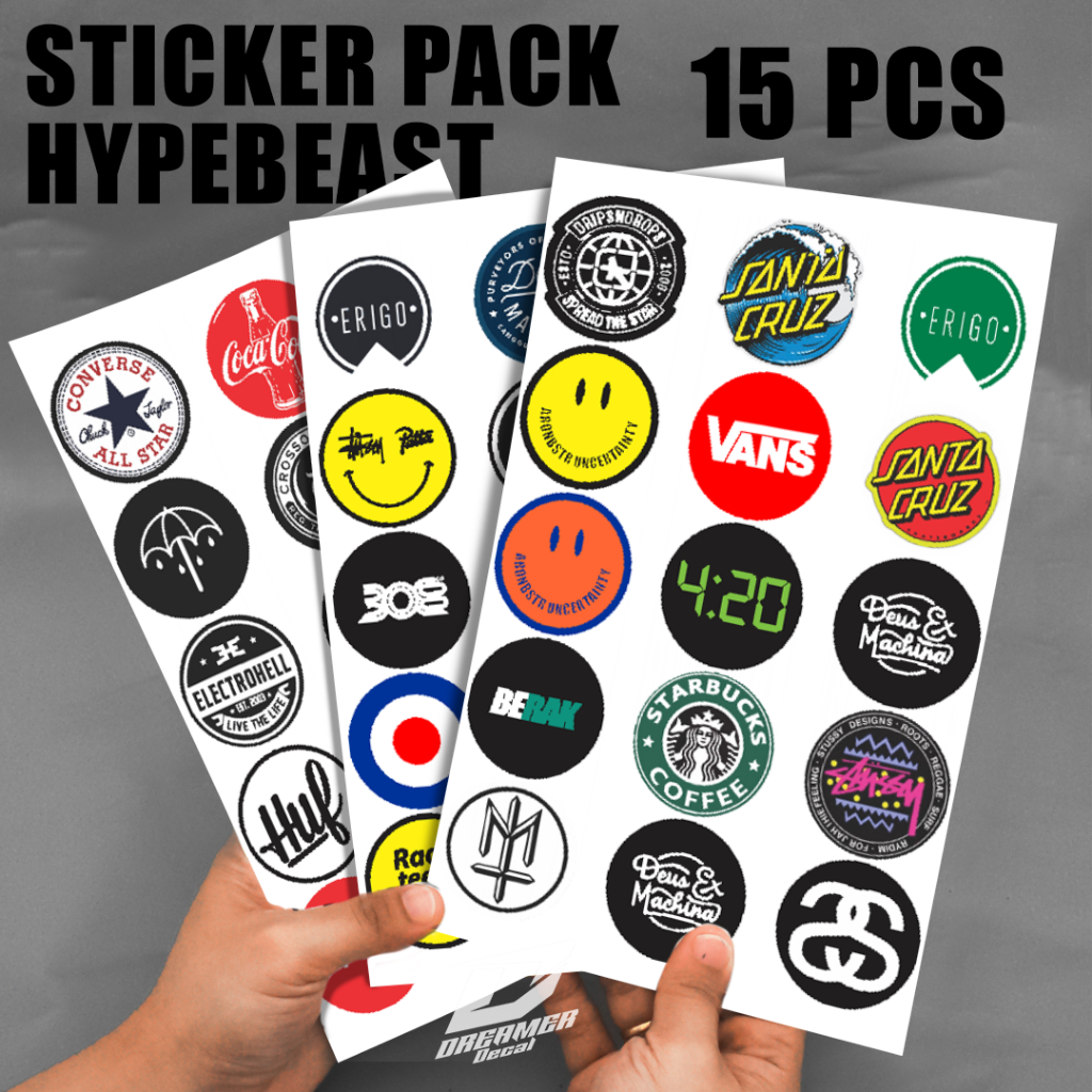 

15 Pcs Stiker sticker Pack Cutting Brand Hypebeast Series Aesthetic Untuk Case HP Helm Laptop