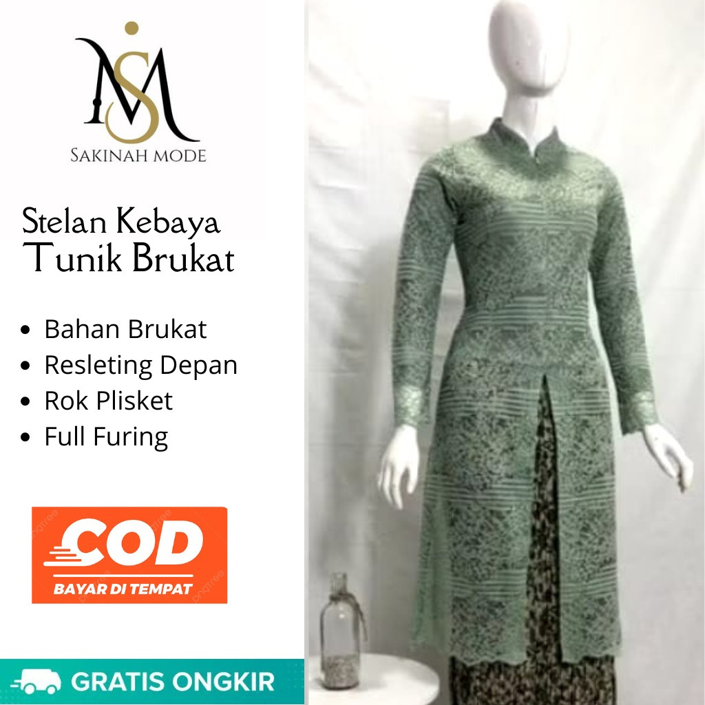 Tunik Brokat Busui/ Kebaya Kekinian/ Kebaya Brokat Terbaru/Stelan Tunik Brokat/Tunik Kerah Sanghai/T