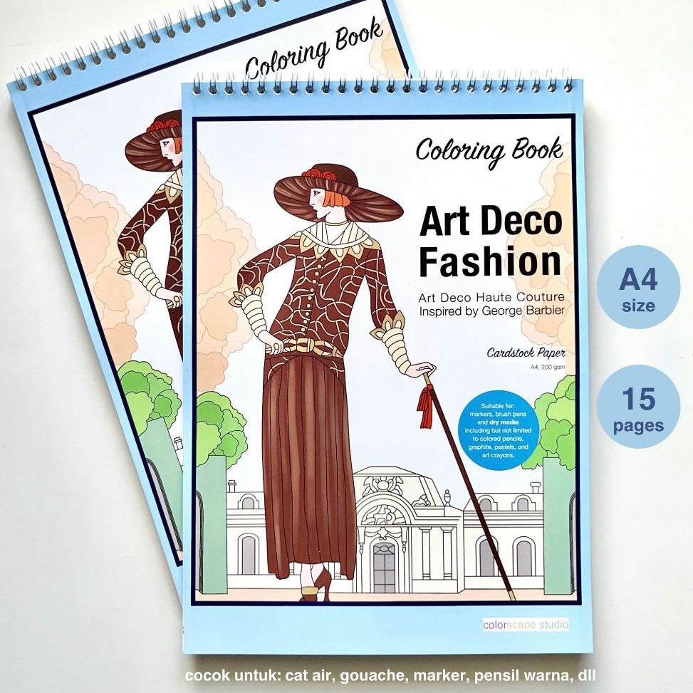 

Colorscape Watercolor Mixed Media Coloring Book Art Deco Fashion KODE F8N5
