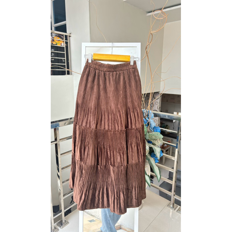 ROK PLISKET SUEDE PANJANG | PREMIUM