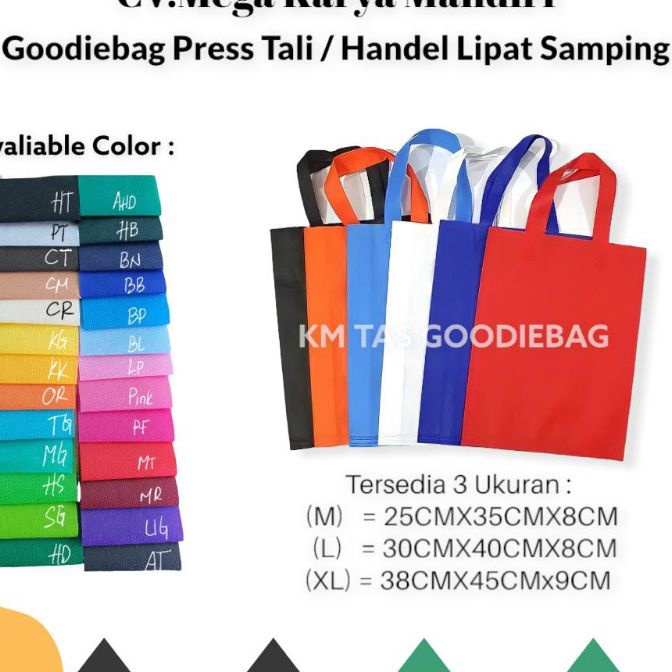 

FG2 ISI 12 PCS Uk38x45 TAS SOUVENIR TAS SPUNBOND TAS PRESS TALI GOODIEBAG STANDING HANDLE