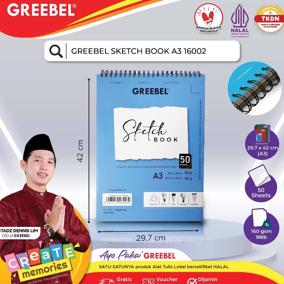 

GREEBEL SKETCHBOOK A3 162Buku Gambar Sketsa Drawing Book KODE D3X8