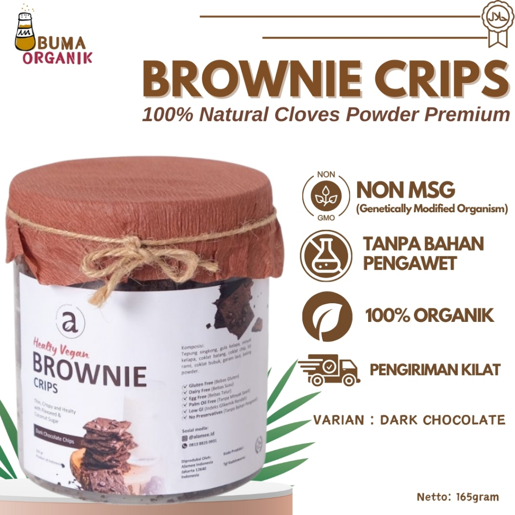 

Brownies Crispy Cookies Cemilan Diet Snack Sehat Choco Chip Healty Vegan Brownie Chips Cookie Kue Kering Dark chocolate