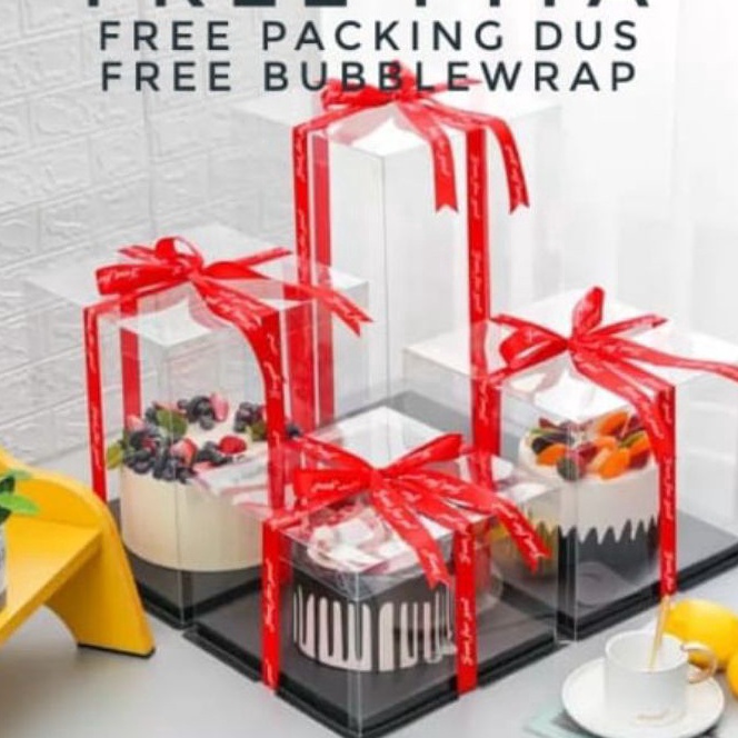 

HJ6 Cake Box Mika Dus Kue Kotak Kue 3x3 cm Tutup Transparant PET