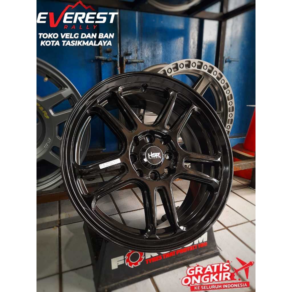 VELG RACING HSR NX SPO RING 16 COCOK UNTUK MOBIL JAZZ WARNA HITAM GLOSSY
