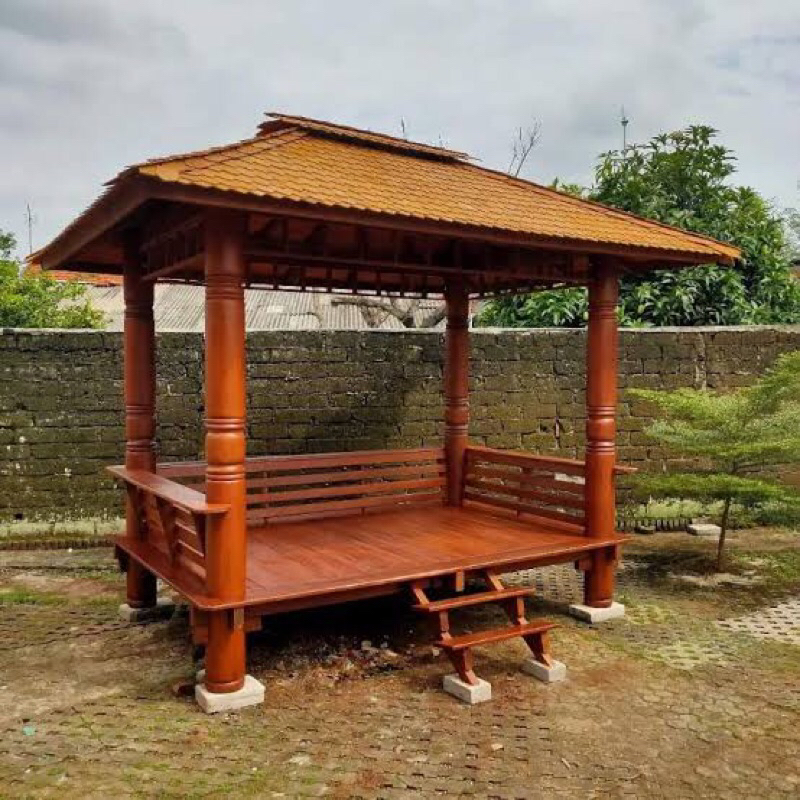 Gazebo Saung Taman Kayu Kelapa | Gazebo Minimalis | Gazebo Garden Modern