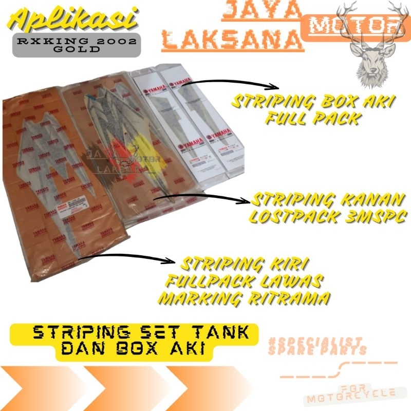 STRIPING LES LIS STICKER LOGO TANGKI TENK TANK TENGKI FUELTANK DAN BOX AKI SET EMBLEM YAMAHA RXKING 