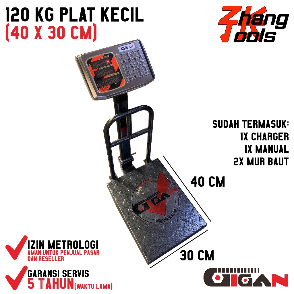 Timbangan Duduk Digital 120 Kg Dual Display 40x30 cm Gigan / Timbangan Lantai / Timbangan Barang