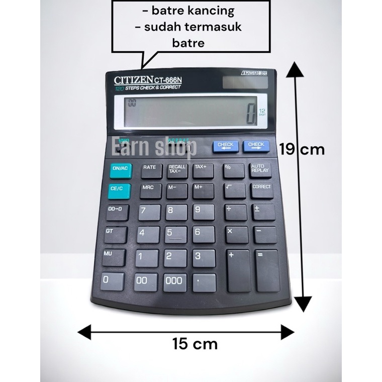 

KODE H86F Kalkulator Citizen CT666N 12 Digit Calculator Citizen CT 666 N