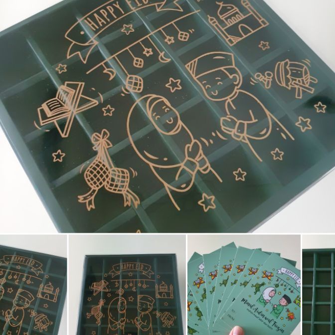 

KP8 Dus Mika Idul Fitri Nastar Sekat 25 uk 35x35x35 cm HIJAU TUA 1 pack isi 5 pcs dus Kartu Ucapan