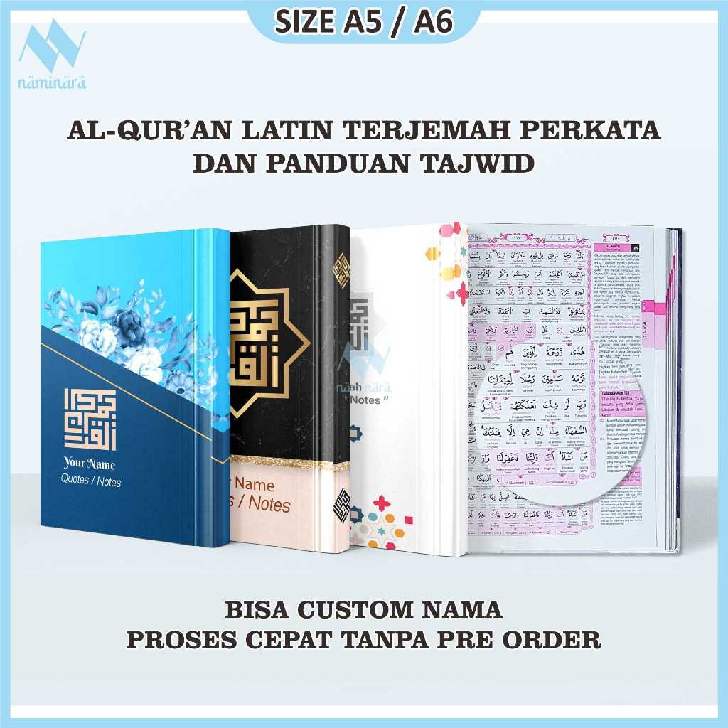 A5 | Alquran custom nama terjemah perkata tajwid Rasm Utsmani size A5 A6 | Hard Cover custem | Kado 