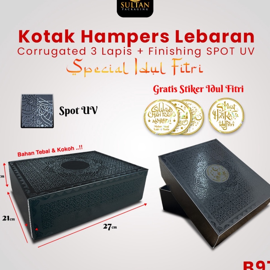 

KF7 Kotak Hampers Lebaran Box Kado Warna Hitam Mewah Box Lebaran Aestetic B97