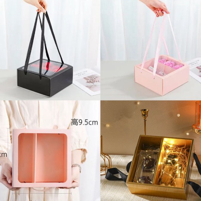 

KI3 PREMIUM Hampers Gift box Goodie Bag Kotak Kado Box Hampers Korean Folding Square Flower Box