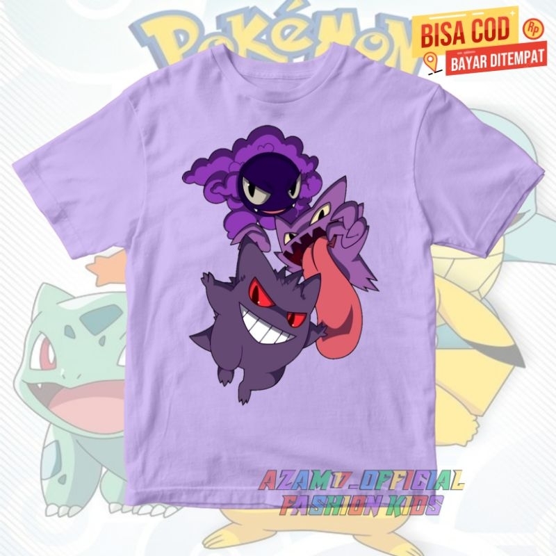 (BISA COD) Kaos Anak Baju Anak Pokemon Gengar Free Nama / Kaos Tshirt Anak Gengar Pokemon Karakter
