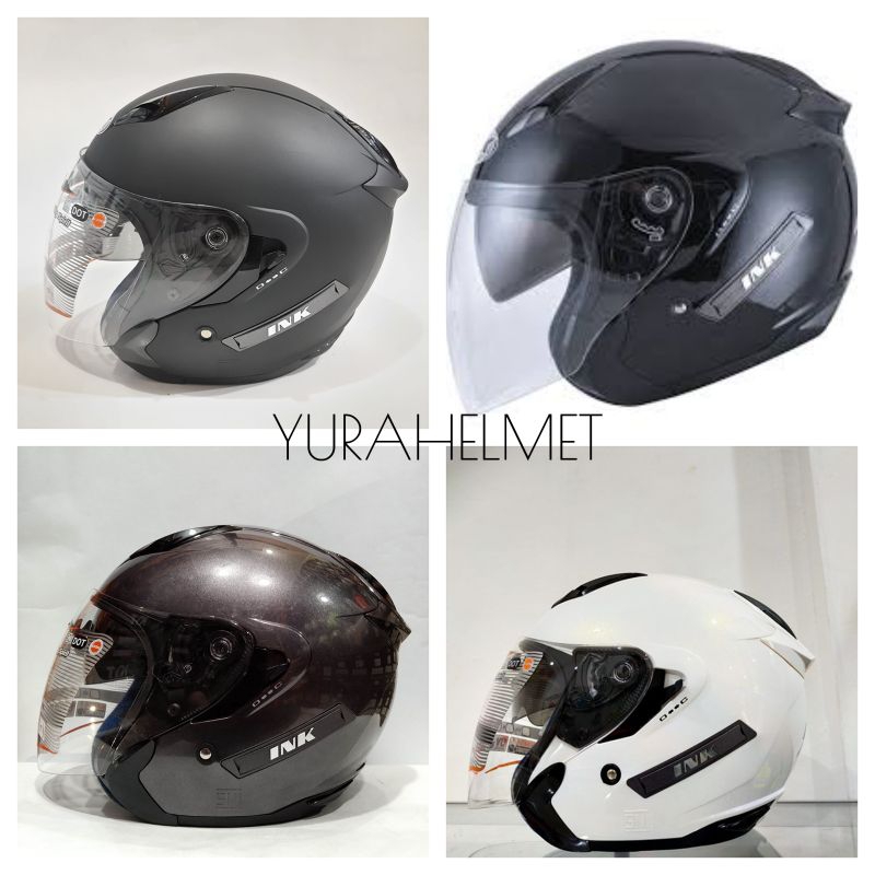 helm ink metro solid original/INK HALF FACE DOUBLE VISOR/ HELM INK METRO POLOS ORIGINAL 100%/Helm pr