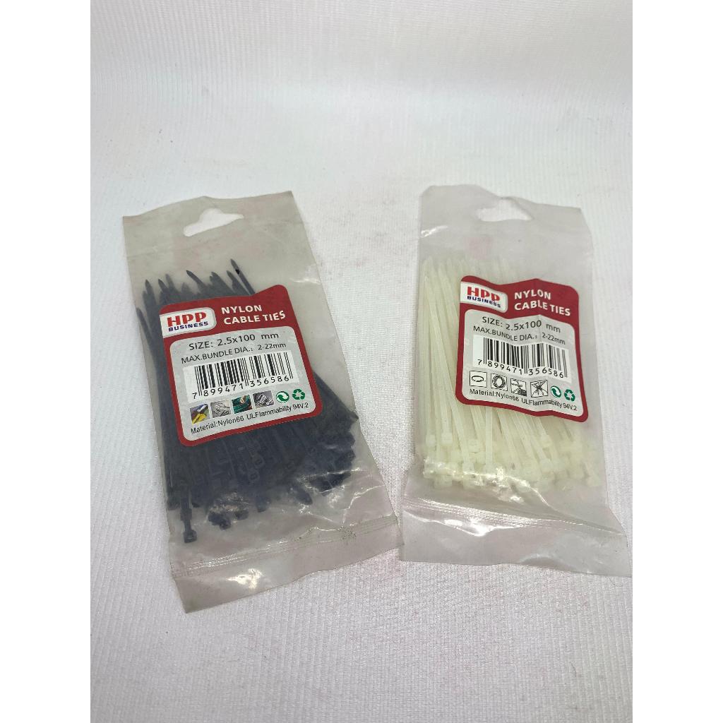 

Kabel Ties Tali Ripet Nylon 2.5x100 2.5x200 Hitam Putih
