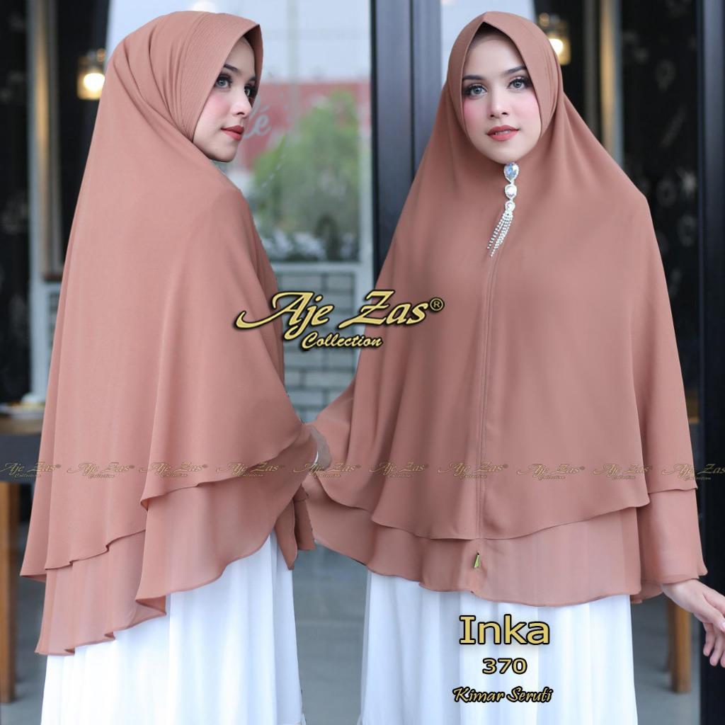 AJEZAS - Inka Hijab Khimar Jumbo Daily Dua Layer Bahan Ceruti BabyDoll Kepala Pet Antem