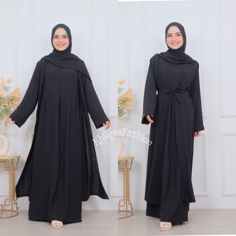 KhilyaaQueen-GAMIS ABAYA MEDINA (BONUS HIJAB PASHMINA) OUTER MENYATU / ABAYA MUSLIMAH TURKEY ARAB BA