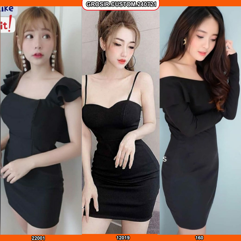 [GROSIR] CUSTOM 240721 Dress Code Hitam Black Party Night Dress Sexy - Baju Seragam LC Karaoke