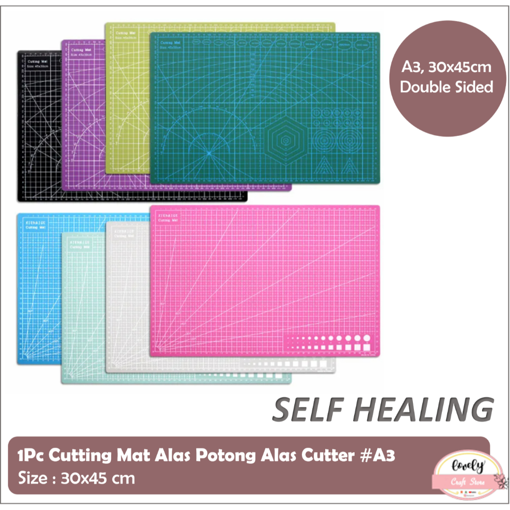 

LovelyCraftStore | PVC Rubber Cutting Mat A3 uk 30x45cm bolak balik, tebal 3mm, self healed